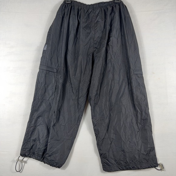 VTG Adidas Windbreaker Pants Climashell 3/4 Crop XL NWT Black Cargo Techwear Y2K - Picture 2 of 11
